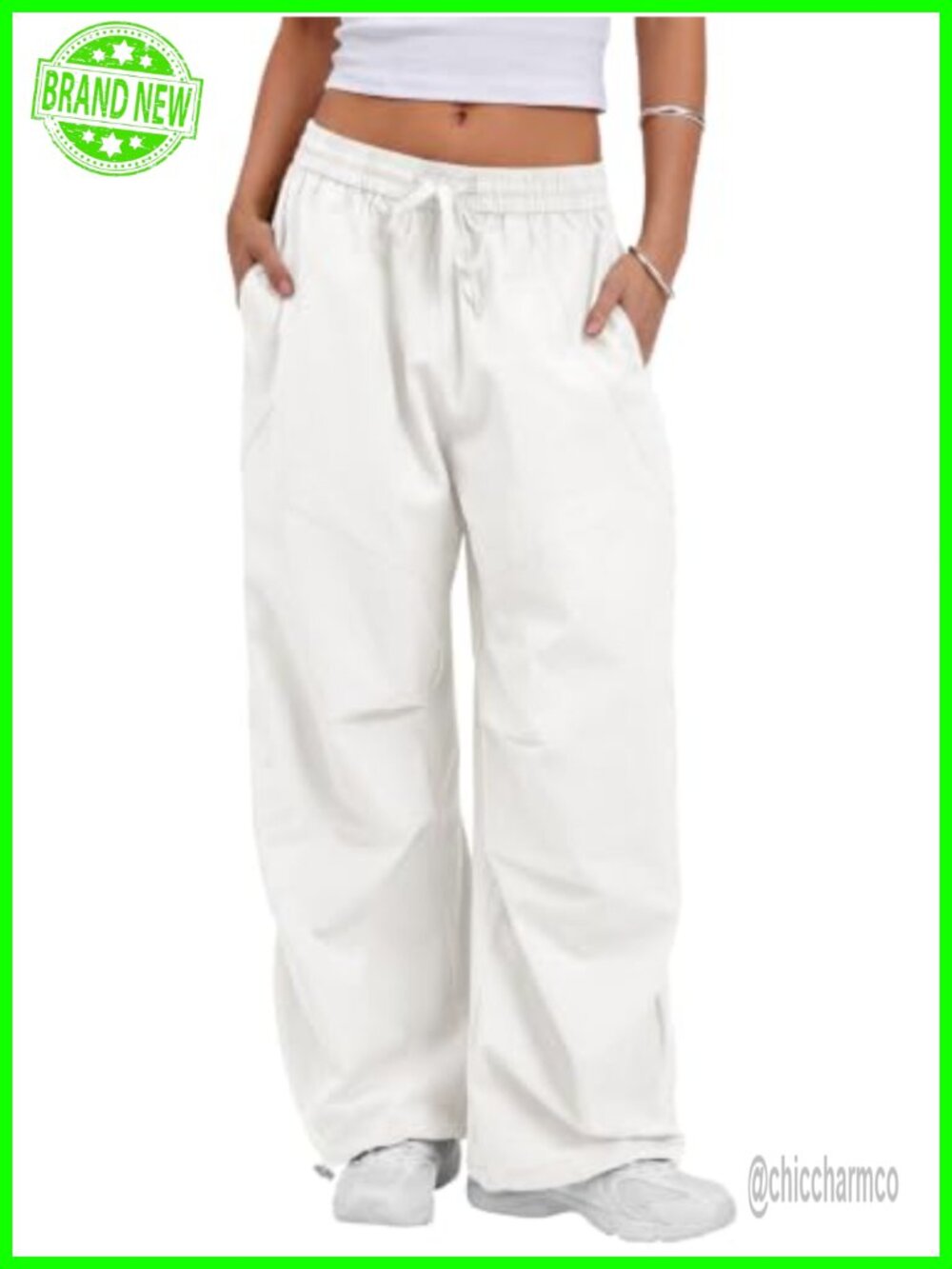 Wide Leg Barrel Pants Baggy Hiking Track Pants Drawstring Elastic Waist